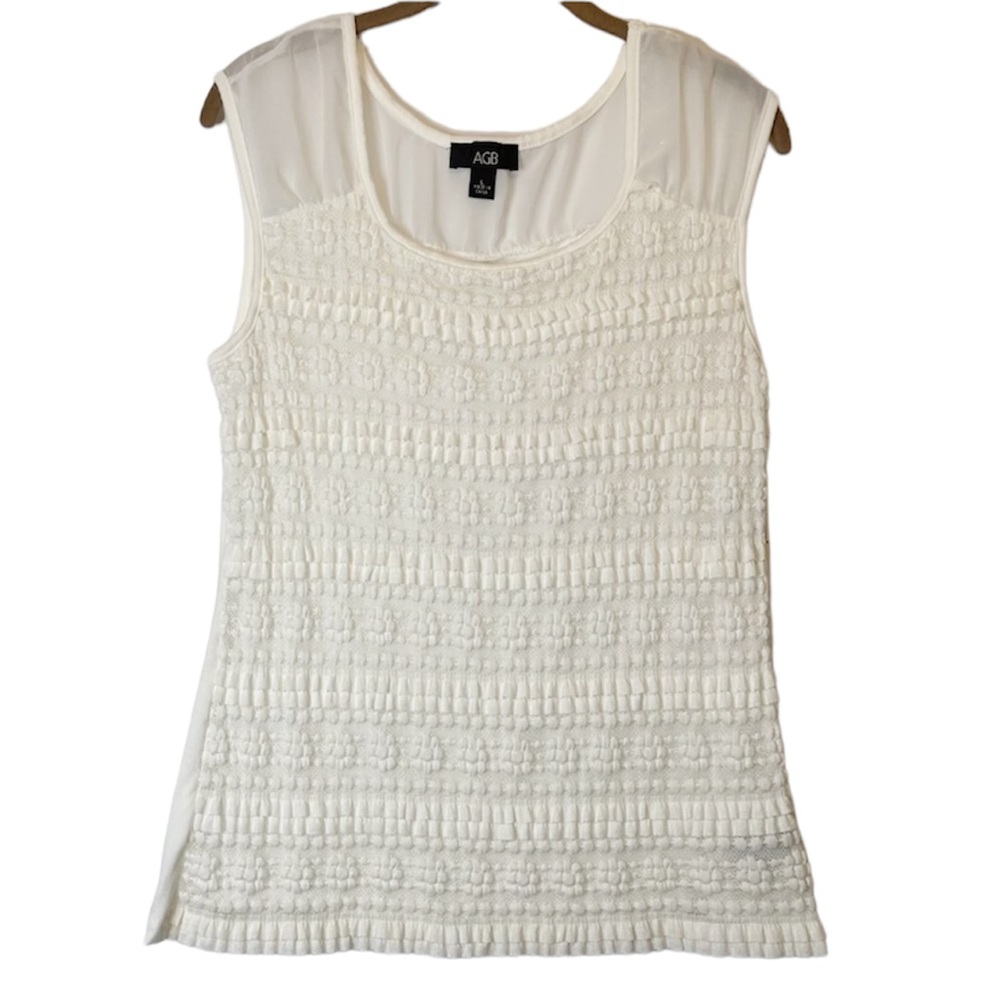 AGB White Embroidered Tank Top Blouse NWT